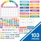 Happily Ever Elementary Retro Remix 107-Piece Calendar Bulletin Board Set, Undated With Monthly Headers, Cover Ups, Weather, Days of Week Chart, Cards, and More Classroom Decor